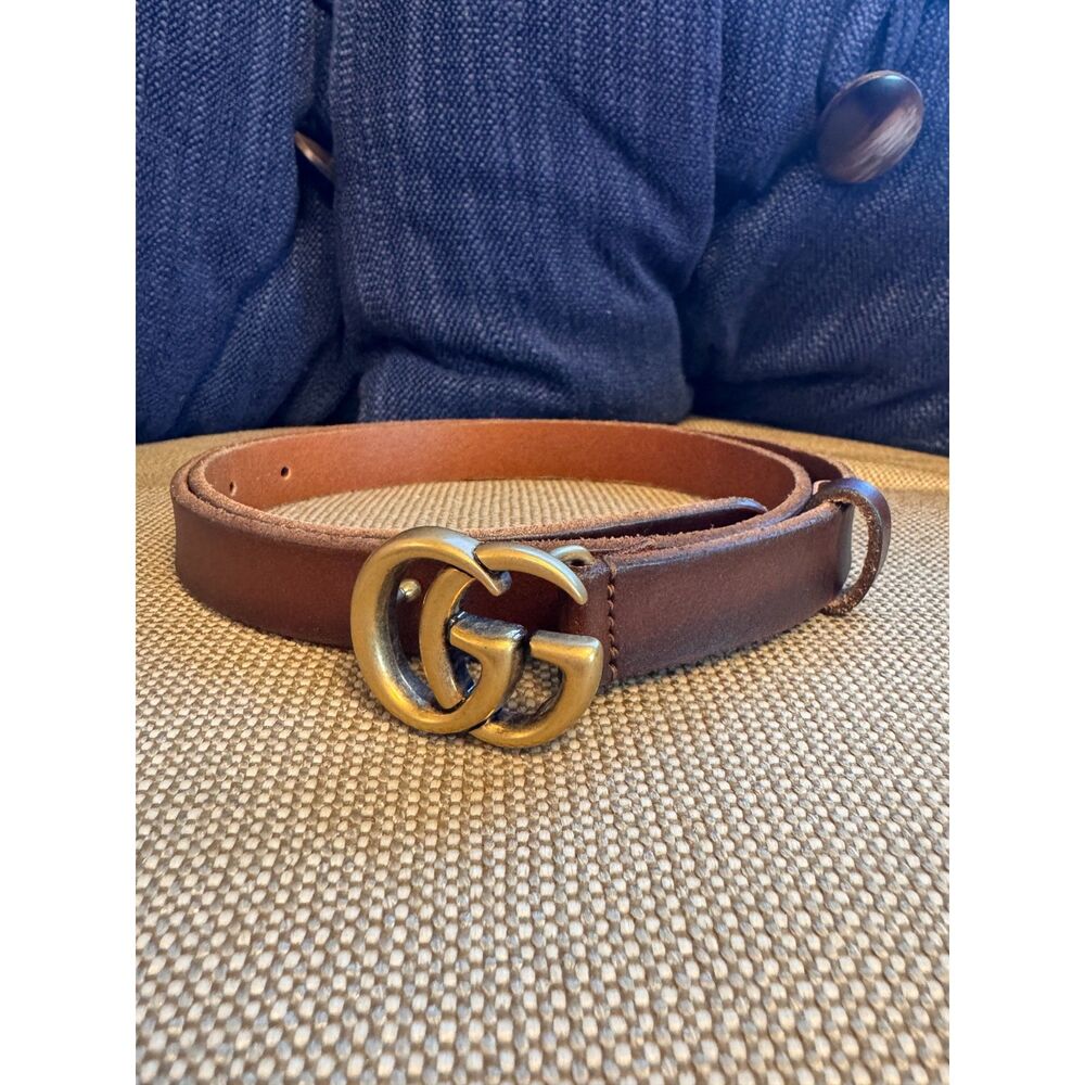 Gucci GG Marmont Thin Brown Belt Like New